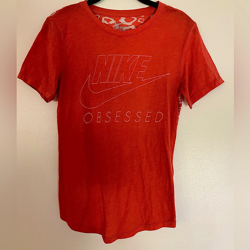 Nike Red Graphic T-Shirt with Cheetah Print Detail